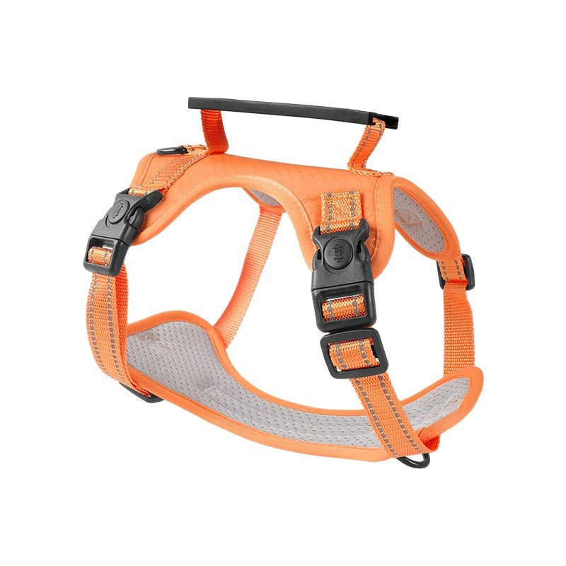 JMT-481738 Dog Chest Harness with Traction Rope - Available in Black, Yellow, Red, Orange, Pink, Lake Blue - Made of Durable Polyester