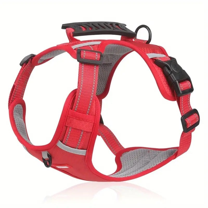 JMT-481738 Dog Chest Harness with Traction Rope - Available in Black, Yellow, Red, Orange, Pink, Lake Blue - Made of Durable Polyester