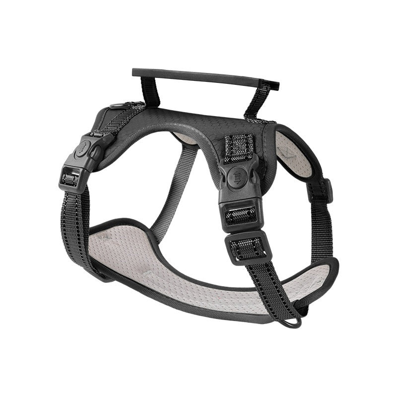 JMT-481738 Dog Chest Harness with Traction Rope - Available in Black, Yellow, Red, Orange, Pink, Lake Blue - Made of Durable Polyester