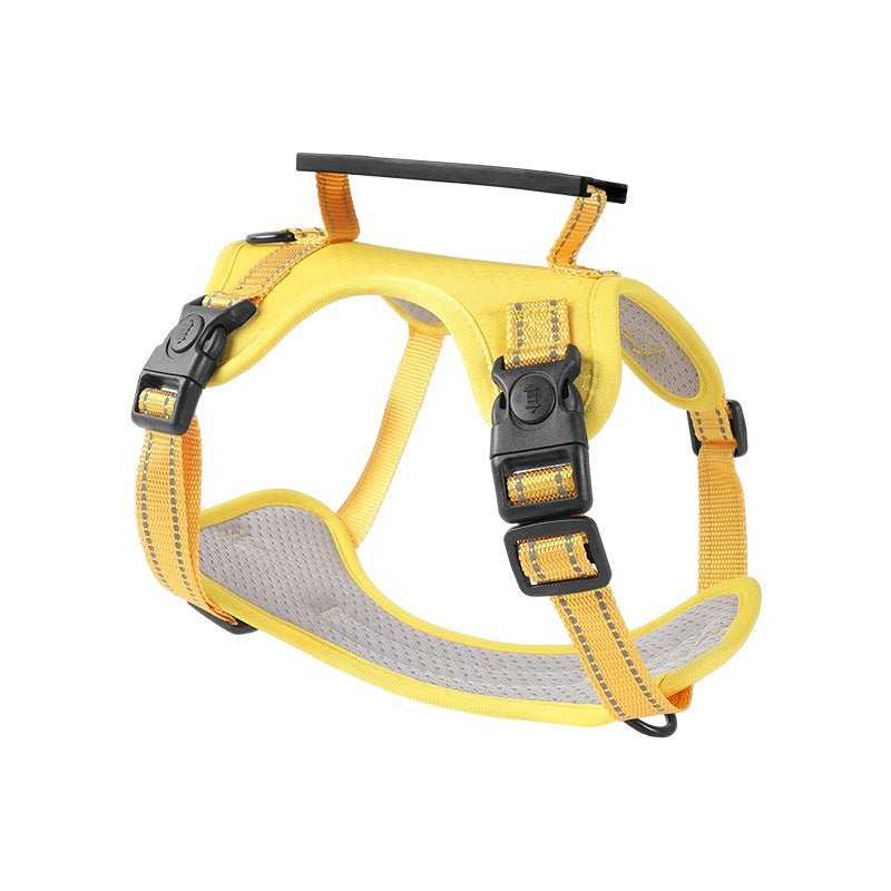 JMT-481738 Dog Chest Harness with Traction Rope - Available in Black, Yellow, Red, Orange, Pink, Lake Blue - Made of Durable Polyester