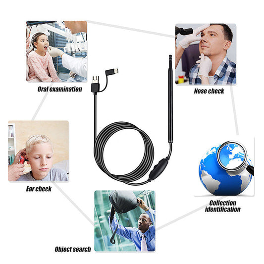 JMT-481802 3-in-1 Ear Spoon Endoscope with 1.3 Million High-Definition Camera and Adjustable LED Lighting