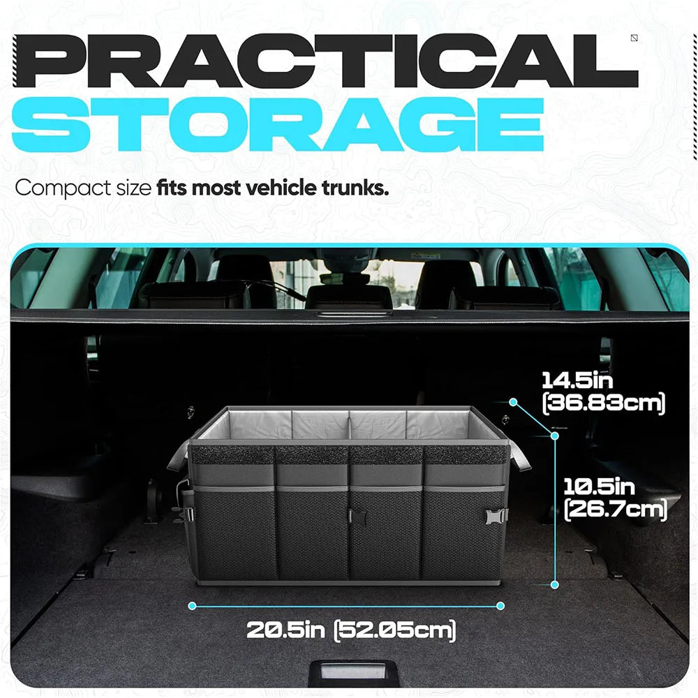 JMT-482186 Collapsible Multi-Compartment SUV Organiser with Foldable Design and Non-Slip Bottom for Car Accessories