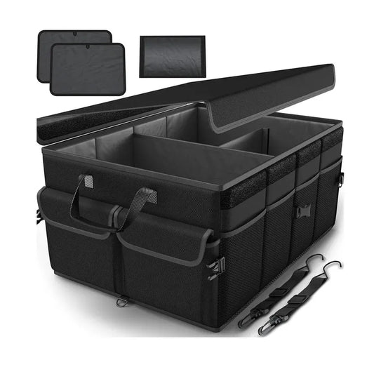 JMT-482186 Collapsible Multi-Compartment SUV Organiser with Foldable Design and Non-Slip Bottom for Car Accessories