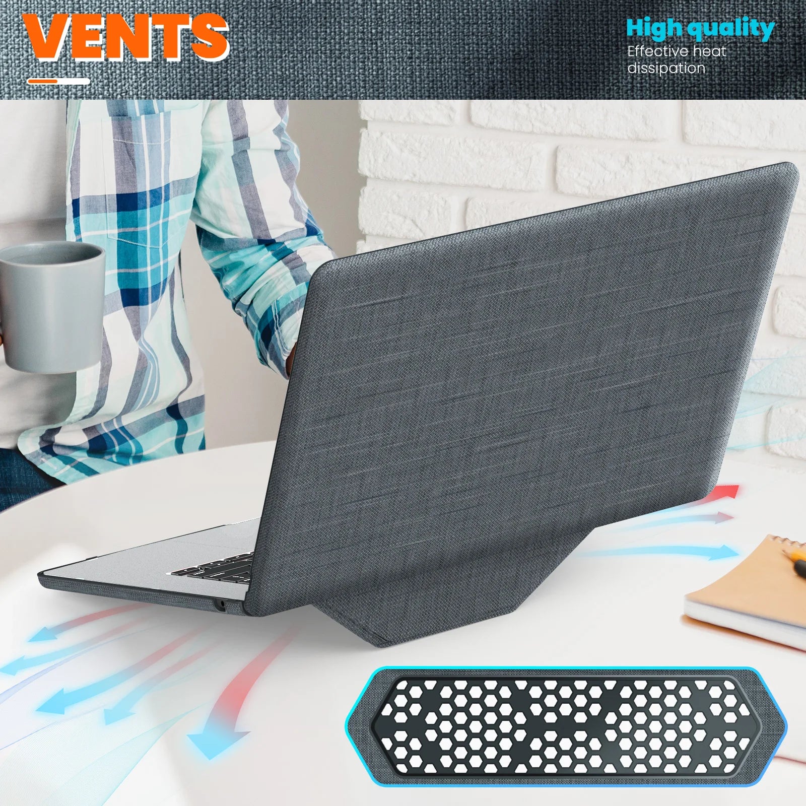 JMT-482378 Durable Laptop Protective Cover with Magnetic Stand for MacBook Air 15-inch (2023/2024 Model M2 A2941/M3 A3114)