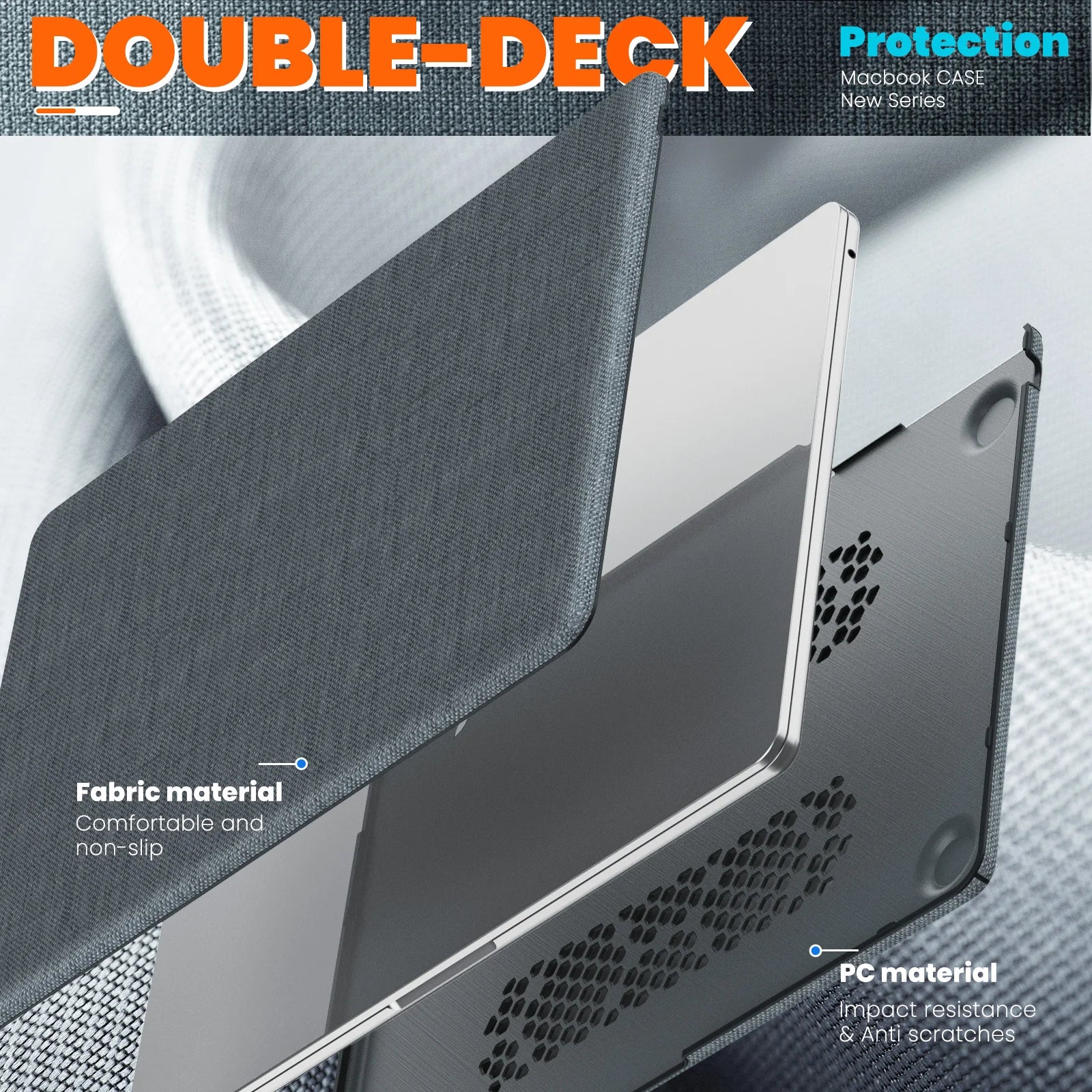 JMT-482378 Durable Laptop Protective Cover with Magnetic Stand for MacBook Air 15-inch (2023/2024 Model M2 A2941/M3 A3114)
