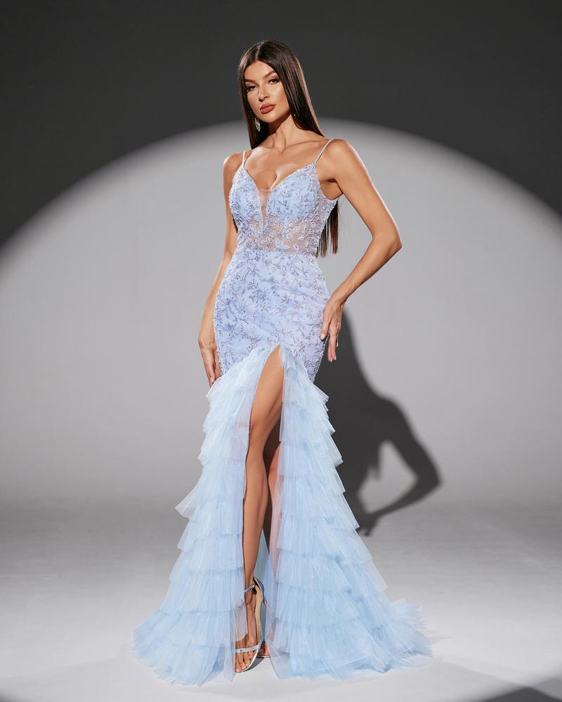 JMT-482634 Elegant Blue Evening Dress for Women - SH0207 Model