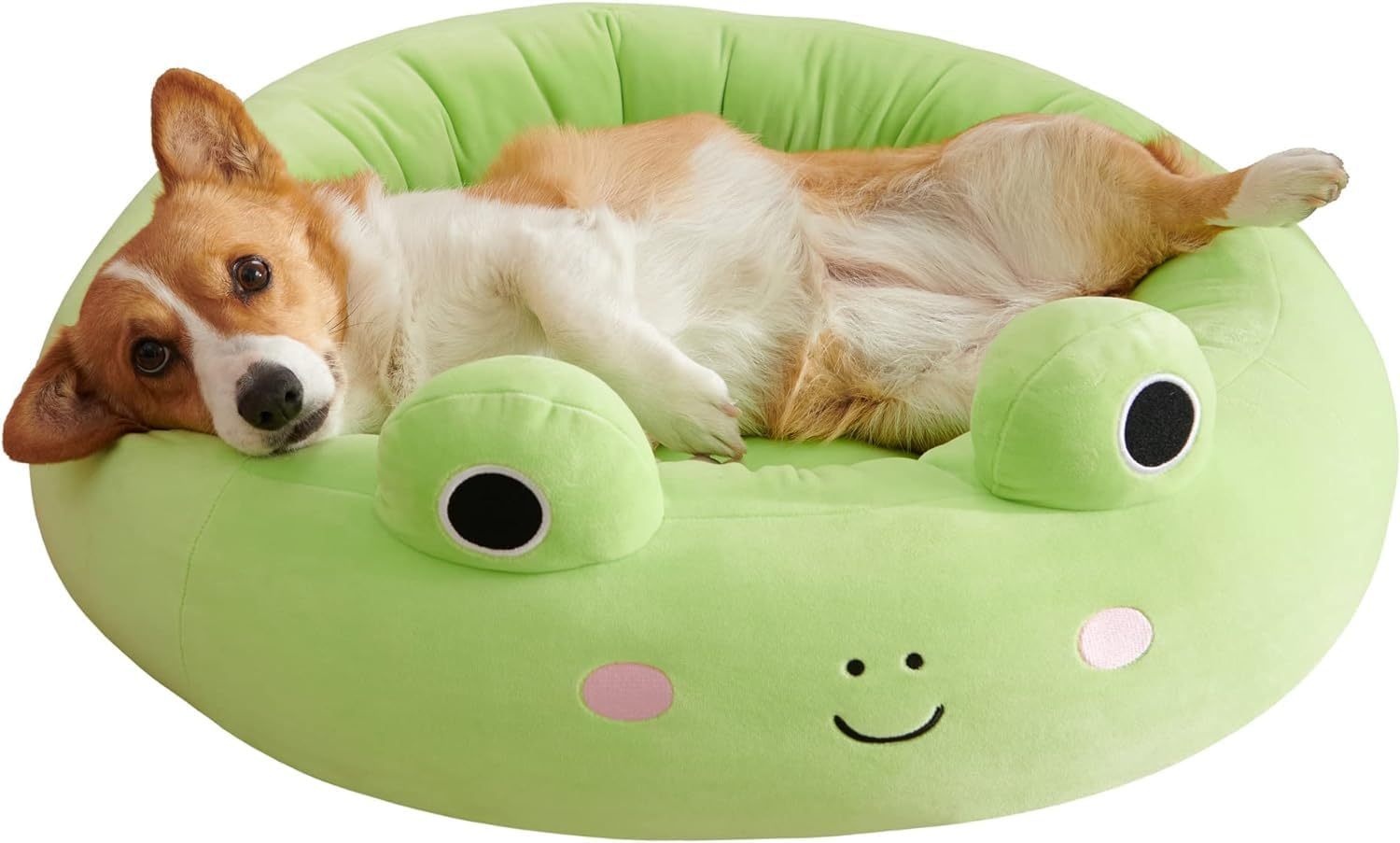 JMT-483018 Ultra-Soft Plush Shark and Maui Pineapple Bolster Pet Beds - Large, Snuggly & Non-Skid Design