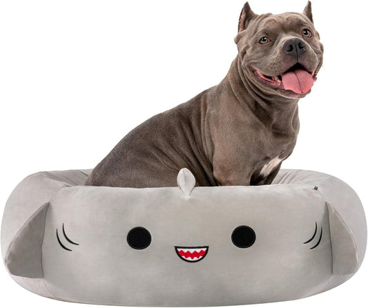 JMT-483018 Ultra-Soft Plush Shark and Maui Pineapple Bolster Pet Beds - Large, Snuggly & Non-Skid Design