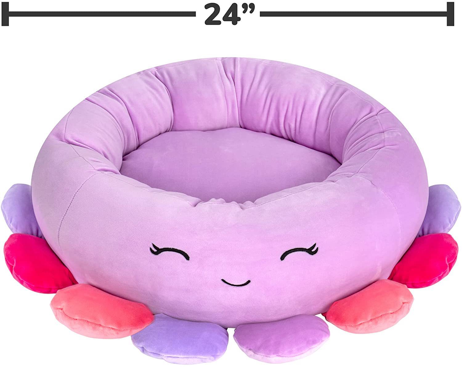 JMT-483018 Ultra-Soft Plush Shark and Maui Pineapple Bolster Pet Beds - Large, Snuggly & Non-Skid Design
