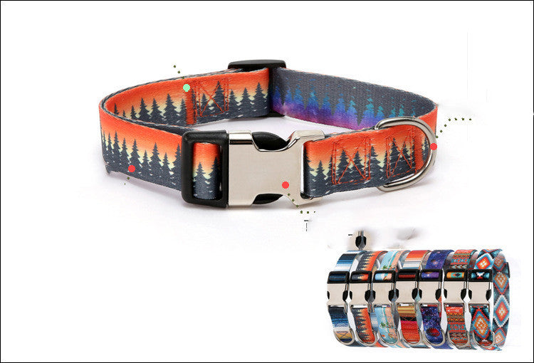 JMT-483210 Ethnic Style Striped Dog Collar - Polyester Cotton, Multiple Patterns and Sizes Available