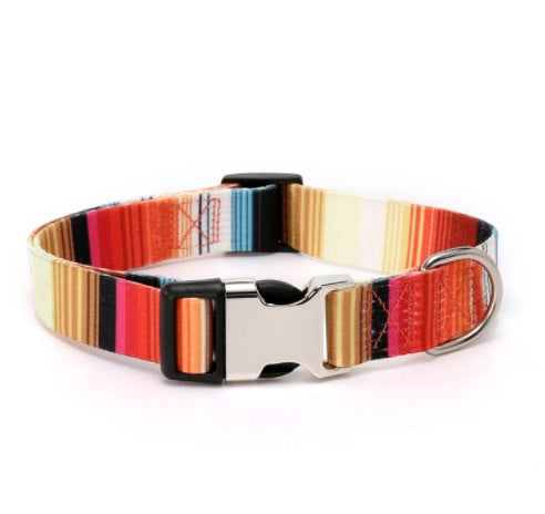 JMT-483210 Ethnic Style Striped Dog Collar - Polyester Cotton, Multiple Patterns and Sizes Available