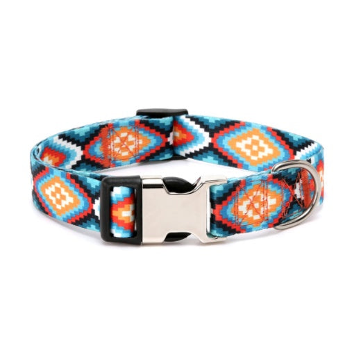 JMT-483210 Ethnic Style Striped Dog Collar - Polyester Cotton, Multiple Patterns and Sizes Available