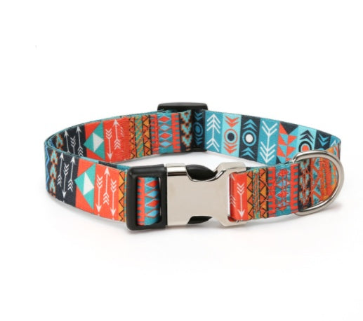 JMT-483210 Ethnic Style Striped Dog Collar - Polyester Cotton, Multiple Patterns and Sizes Available
