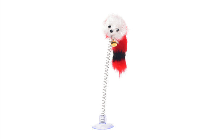 JMT-483850 Spring-Equipped Sucker Mouse Cat Toy - Colorful Faux Mouse with Elasticity, 20cm Length