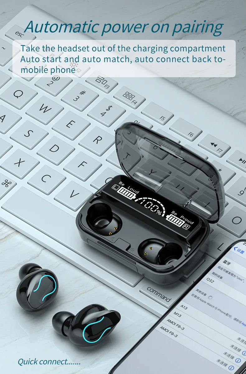 JMT-484042 Intelligent Wireless Earbuds with 9D Hi-Fi Stereo Sound and Charging Case