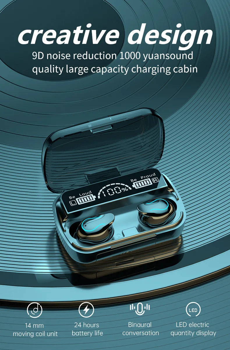 JMT-484042 Intelligent Wireless Earbuds with 9D Hi-Fi Stereo Sound and Charging Case
