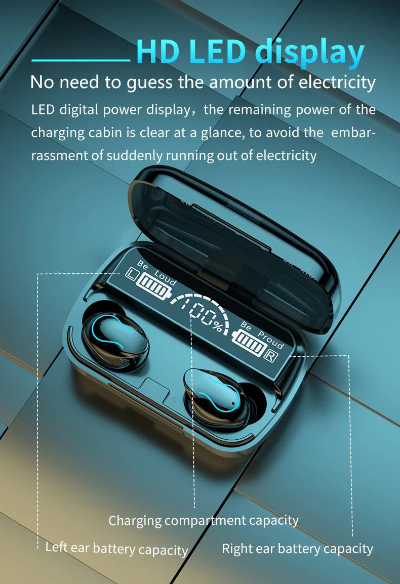 JMT-484042 Intelligent Wireless Earbuds with 9D Hi-Fi Stereo Sound and Charging Case