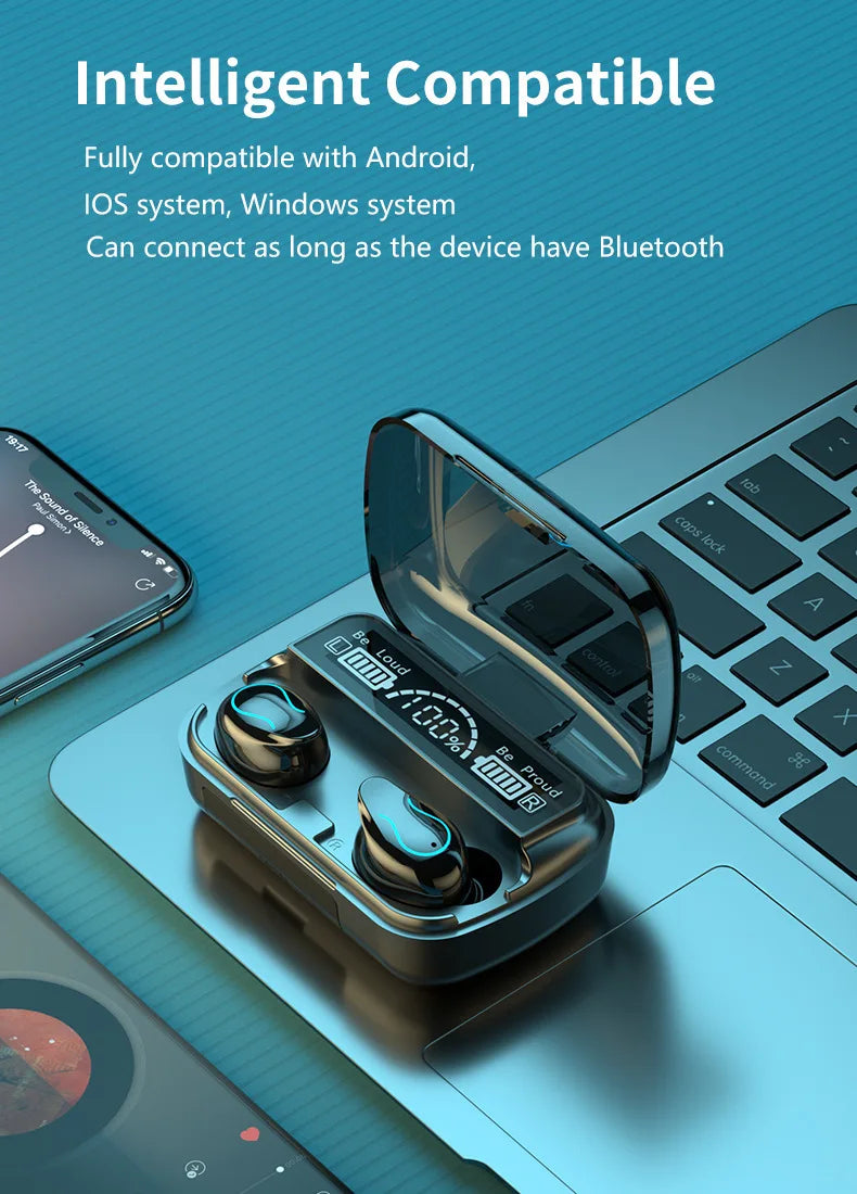 JMT-484042 Intelligent Wireless Earbuds with 9D Hi-Fi Stereo Sound and Charging Case