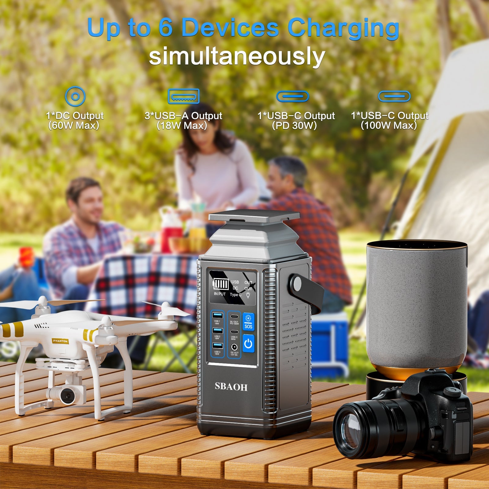 JMT-484042 Portable 296Wh Power Bank with Solar Charging and USB Output for Outdoor Use