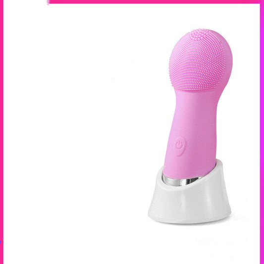 JMT-484106 Wireless Rechargeable Ultrasonic Cleansing Brush - Multi-Function Electric Face Scrubber in Pink and Rose Red