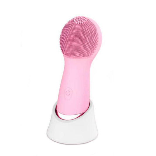 JMT-484106 Wireless Rechargeable Ultrasonic Cleansing Brush - Multi-Function Electric Face Scrubber in Pink and Rose Red