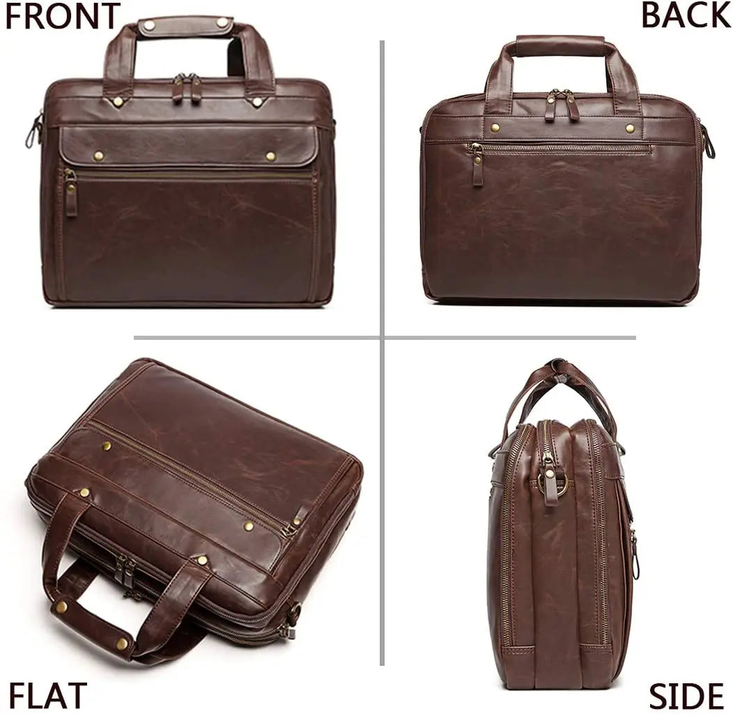JMT-484682 Stylish Waterproof Leather Laptop Briefcase for Business and Travel