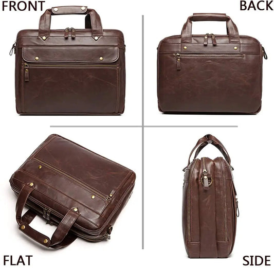 JMT-484682 Stylish Waterproof Leather Laptop Briefcase for Business and Travel
