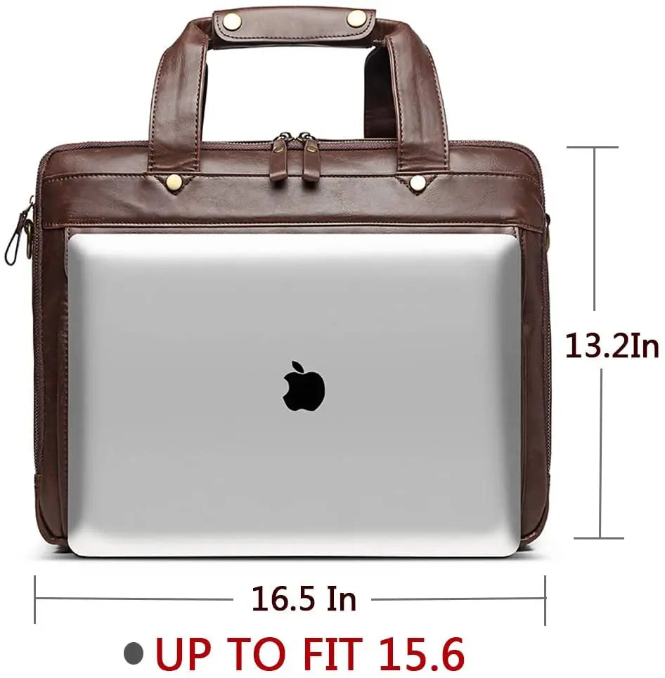 JMT-484682 Stylish Waterproof Leather Laptop Briefcase for Business and Travel