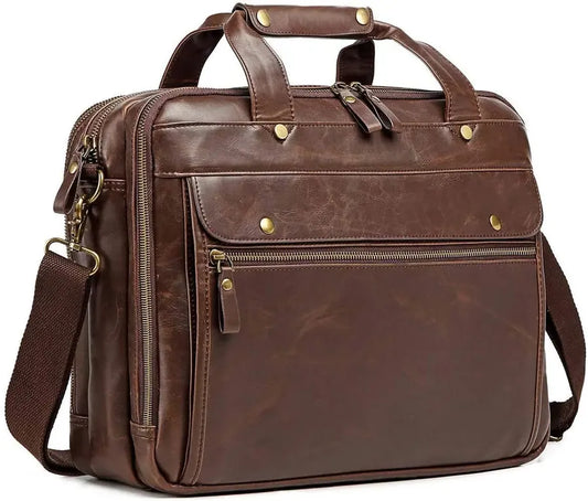 JMT-484682 Stylish Waterproof Leather Laptop Briefcase for Business and Travel