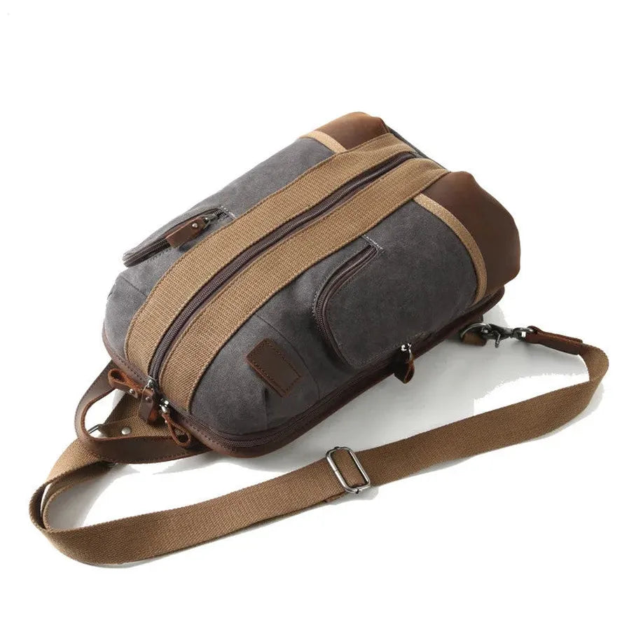 JMT-484746 Retro Canvas Crossbody Chest Bag for Men - Waterproof Outdoor Shoulder Bag