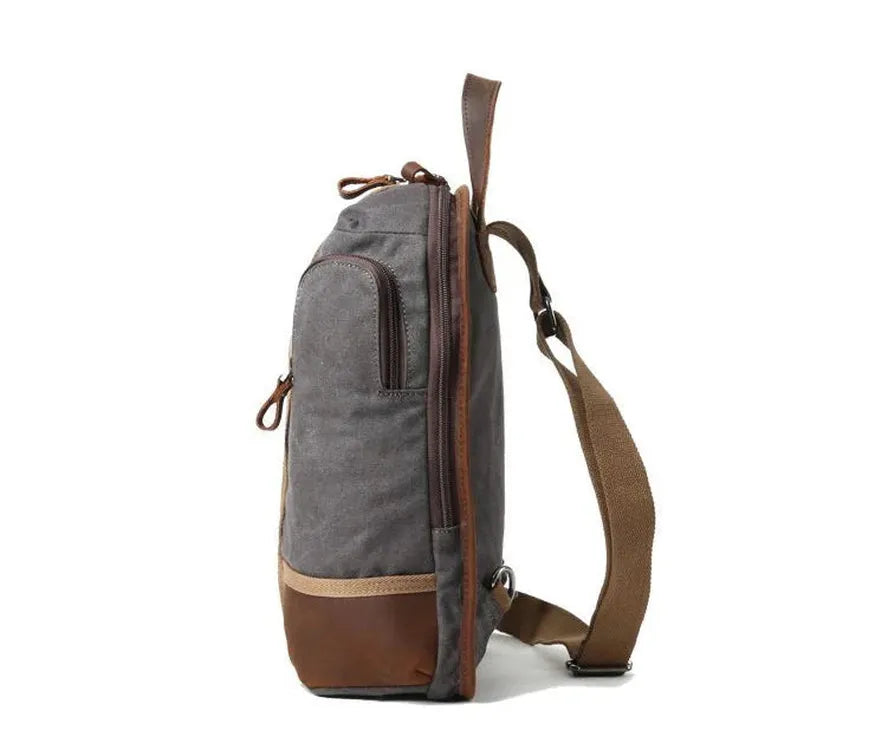JMT-484746 Retro Canvas Crossbody Chest Bag for Men - Waterproof Outdoor Shoulder Bag