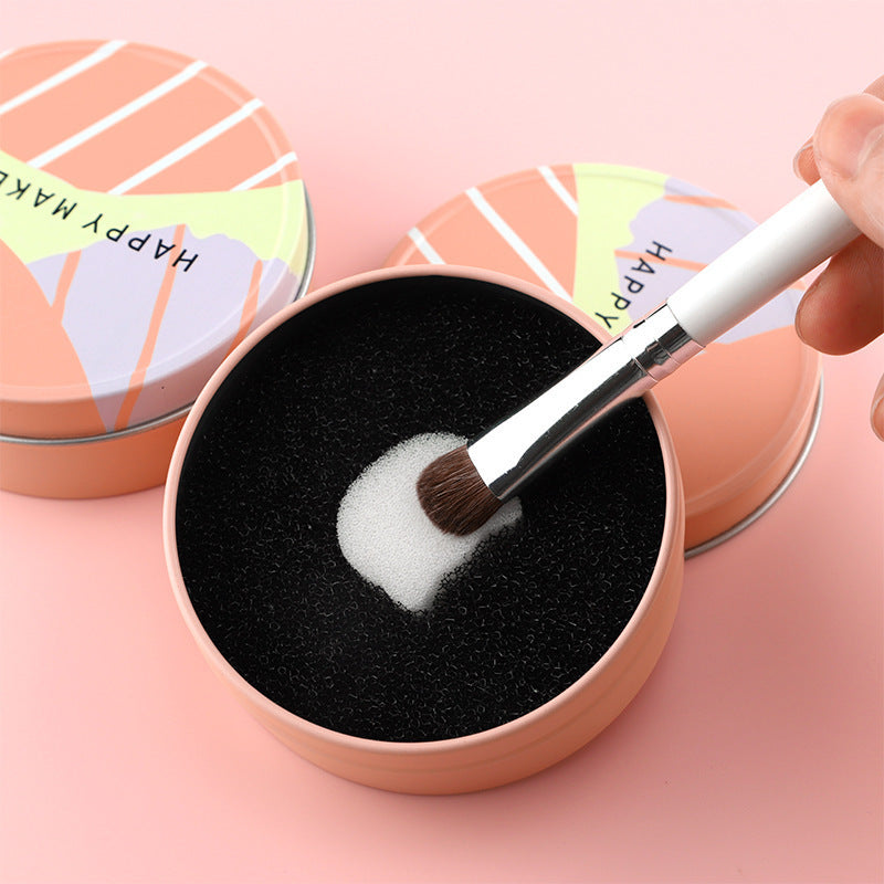 JMT-485130 Eye Shadow Brush Cleaning Box with Iron Case and Replacement Sponges