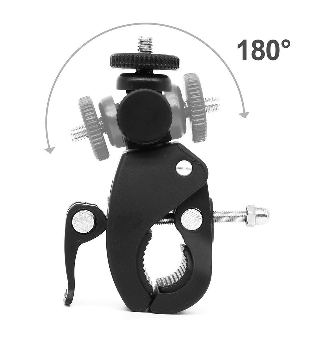 JMT-485386 Adjustable Bicycle Clip Stand for SLR Cameras and Digital Devices, 17-35MM Rod Compatibility, Angle Versatile Shooting, Max Load 2.5KG
