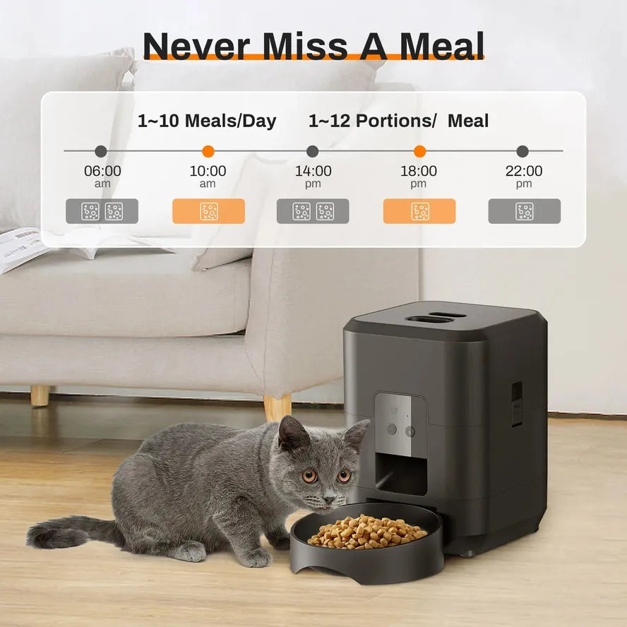 JMT-485386 Automatic 2L Pet Feeder with Touch Screen for Cats and Dogs - Smart Dry Food Dispenser