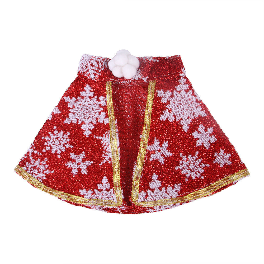 JMT-485770 Holiday Pet Cloak - Soft Cloth Christmas Costume in Red & Green Stripes or Red Snowflakes