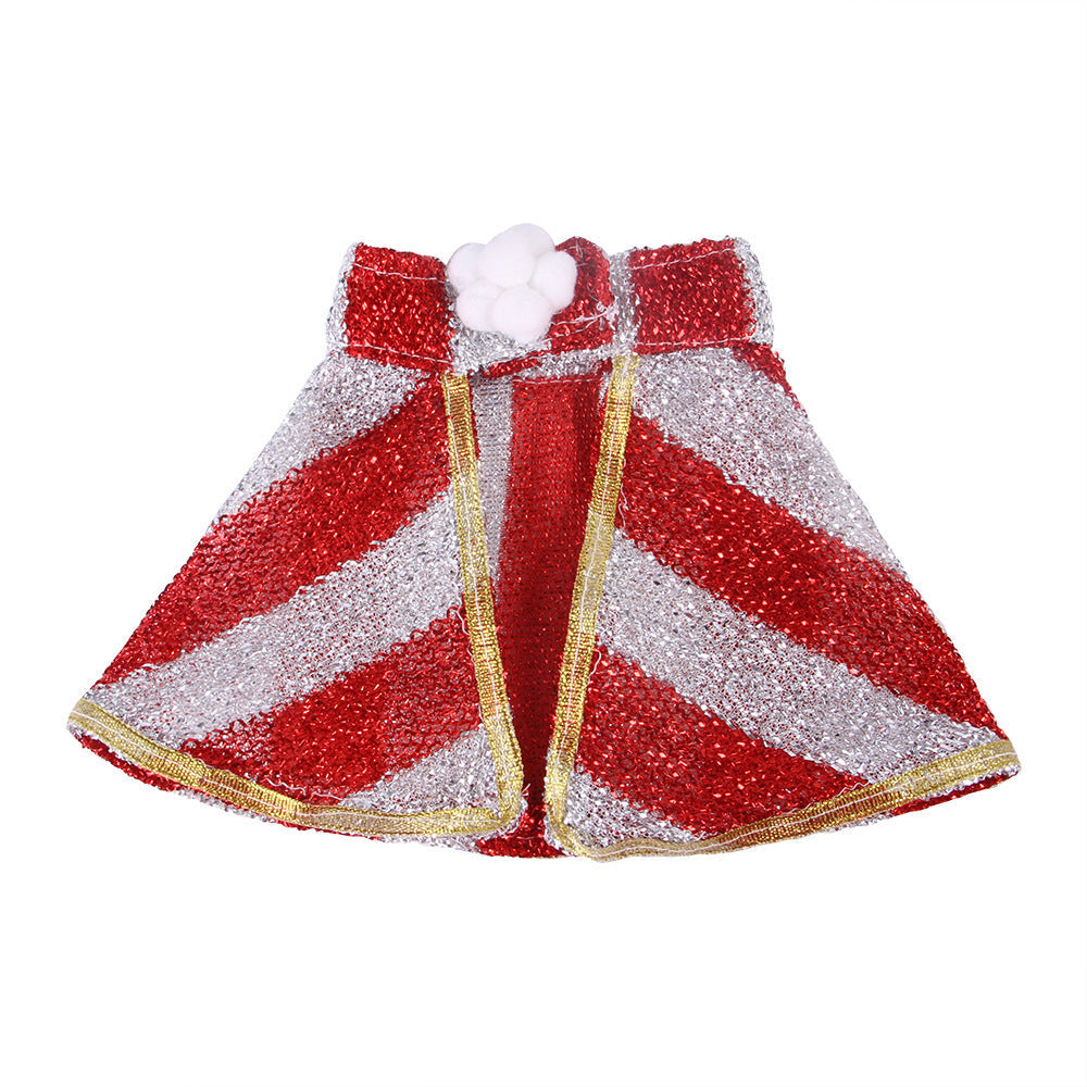 JMT-485770 Holiday Pet Cloak - Soft Cloth Christmas Costume in Red & Green Stripes or Red Snowflakes