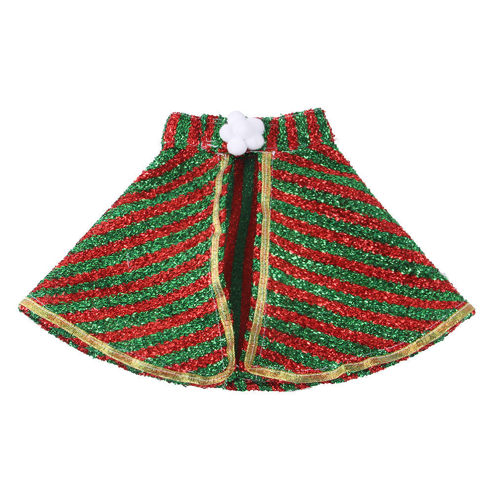 JMT-485770 Holiday Pet Cloak - Soft Cloth Christmas Costume in Red & Green Stripes or Red Snowflakes