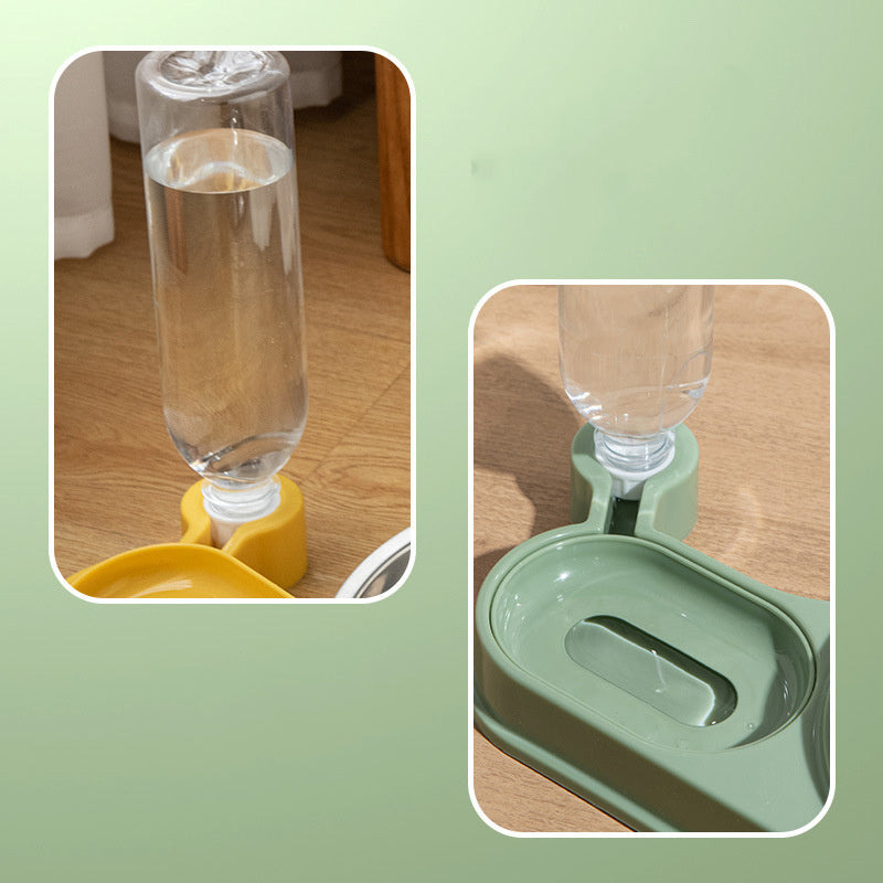 JMT-485834 Elevated Cat Food and Water Bowl Set with Automatic Water Dispenser, Whisker-Friendly Design for Cats and Small Dogs