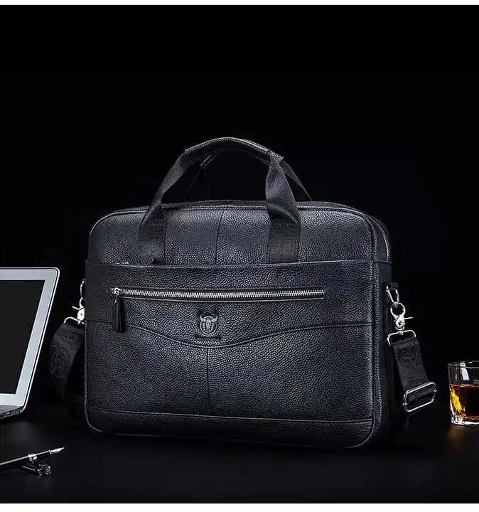 JMT-485834 Fireproof Adjustable Leather Briefcase for Men - Versatile Laptop and Shoulder Bag