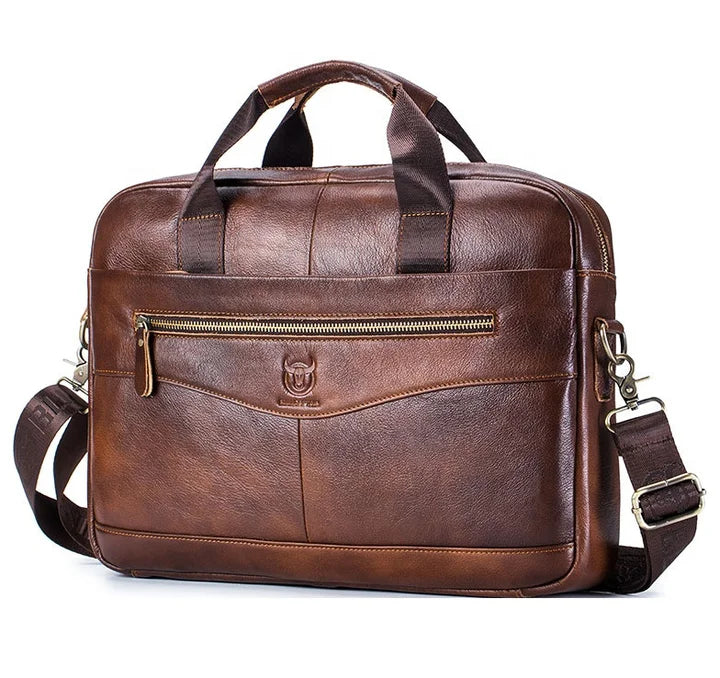 JMT-485834 Fireproof Adjustable Leather Briefcase for Men - Versatile Laptop and Shoulder Bag