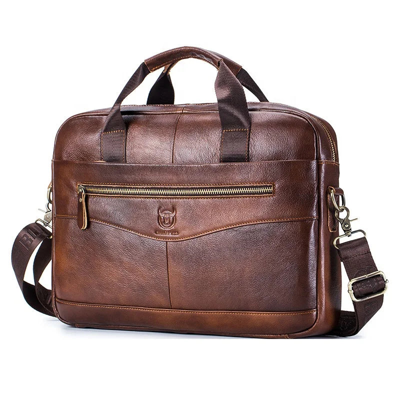 JMT-485834 Fireproof Adjustable Leather Briefcase for Men - Versatile Laptop and Shoulder Bag