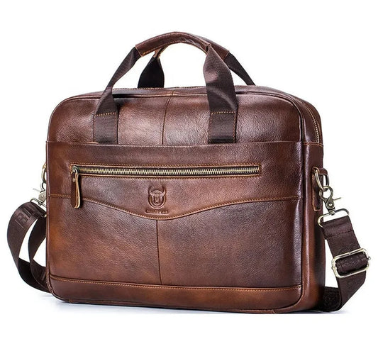 JMT-485834 Fireproof Adjustable Leather Briefcase for Men - Versatile Laptop and Shoulder Bag