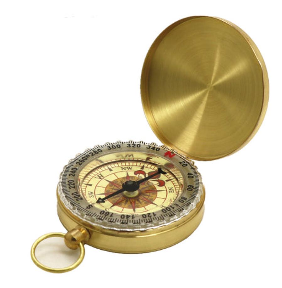 JMT-485898 Copper Pocket Compass with Metal Flip Design for Outdoor Navigation