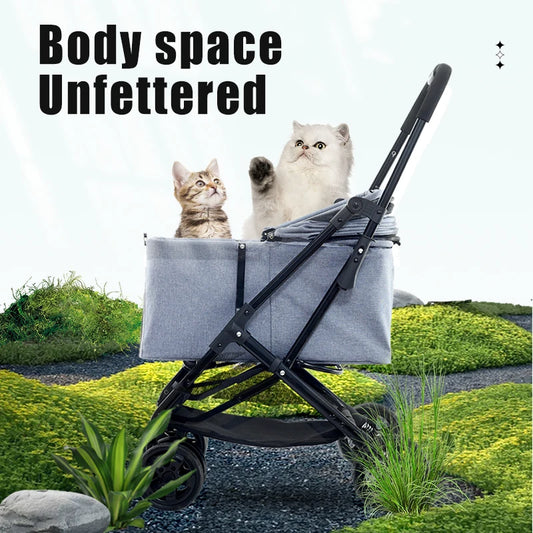 JMT-485962 Pet Stroller for Dogs and Cats with 360° Rotating Front Wheel and Travel Carrier Design