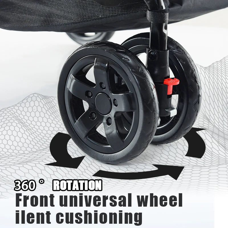 JMT-485962 Pet Stroller for Dogs and Cats with 360° Rotating Front Wheel and Travel Carrier Design