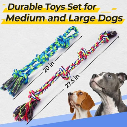 JMT-486154 Durable Cotton Rope Dog Toy for Interactive Tug of War and Chewing for All Dog Sizes