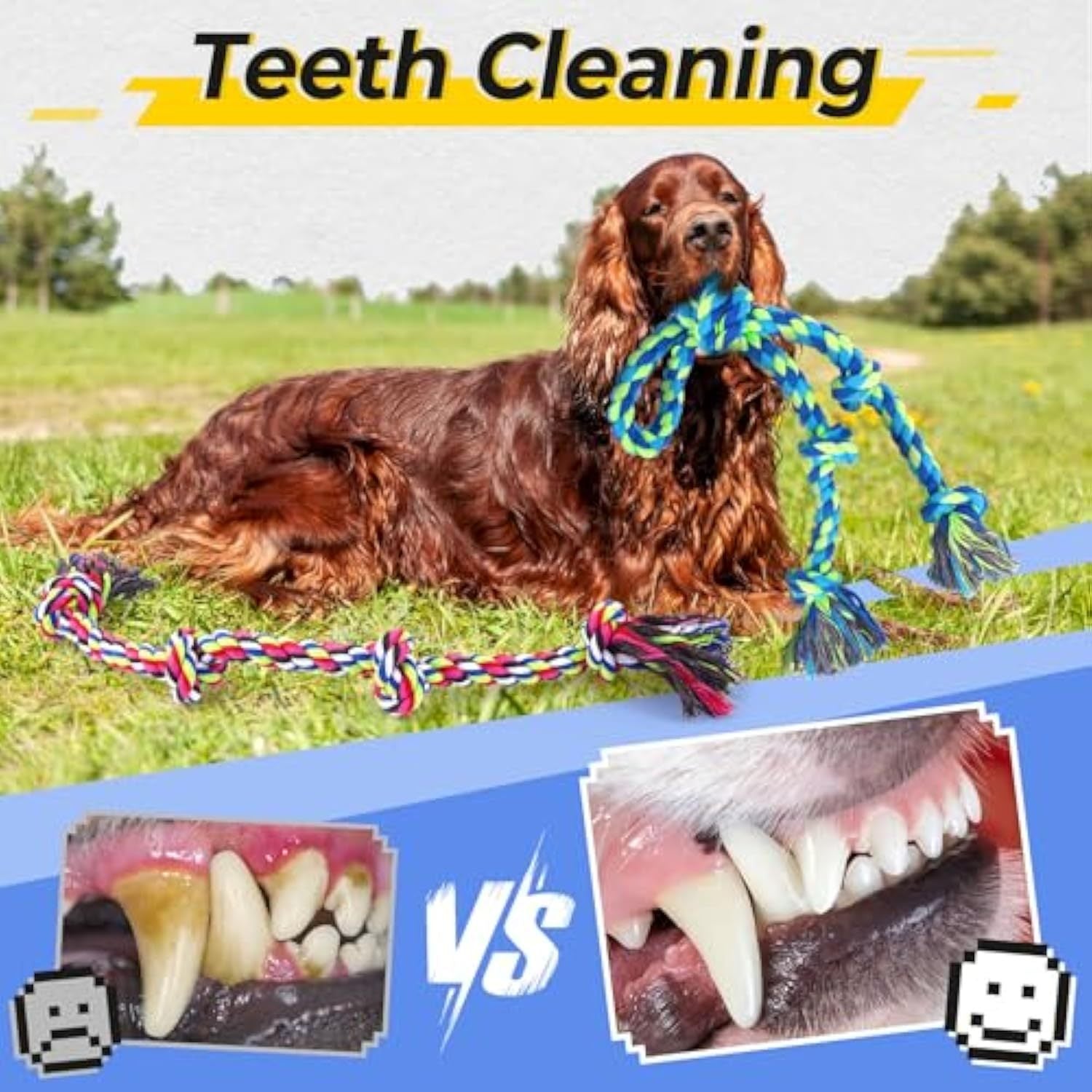 JMT-486154 Durable Cotton Rope Dog Toy for Interactive Tug of War and Chewing for All Dog Sizes