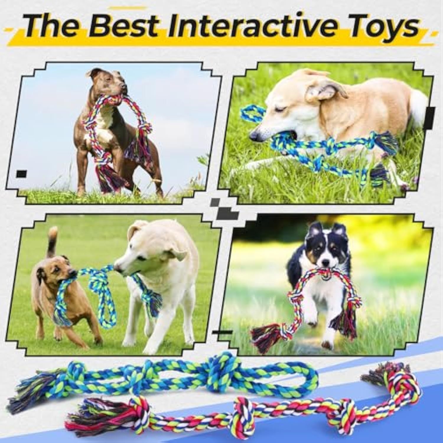 JMT-486154 Durable Cotton Rope Dog Toy for Interactive Tug of War and Chewing for All Dog Sizes