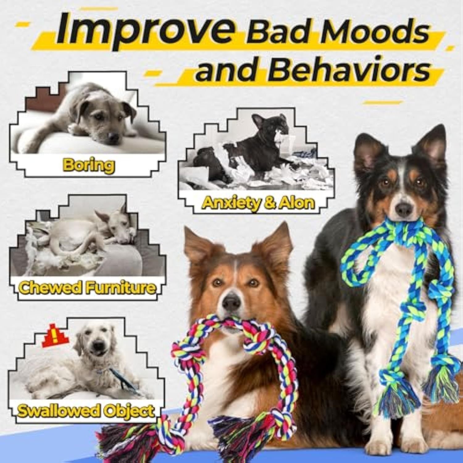 JMT-486154 Durable Cotton Rope Dog Toy for Interactive Tug of War and Chewing for All Dog Sizes