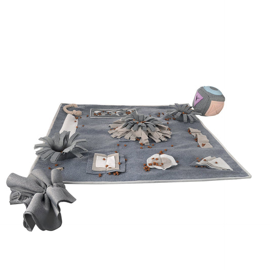 JMT-486474 Interactive Sniffing Pad for Dogs - Energy-Consuming Slow Food Puzzle Mat with Treat Balls and Snuffle Toys